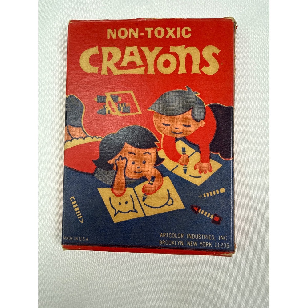 Vintage Regent 8 Crayons Box Artcolor Industries Brooklyn NY Cray-O-Tone Striped